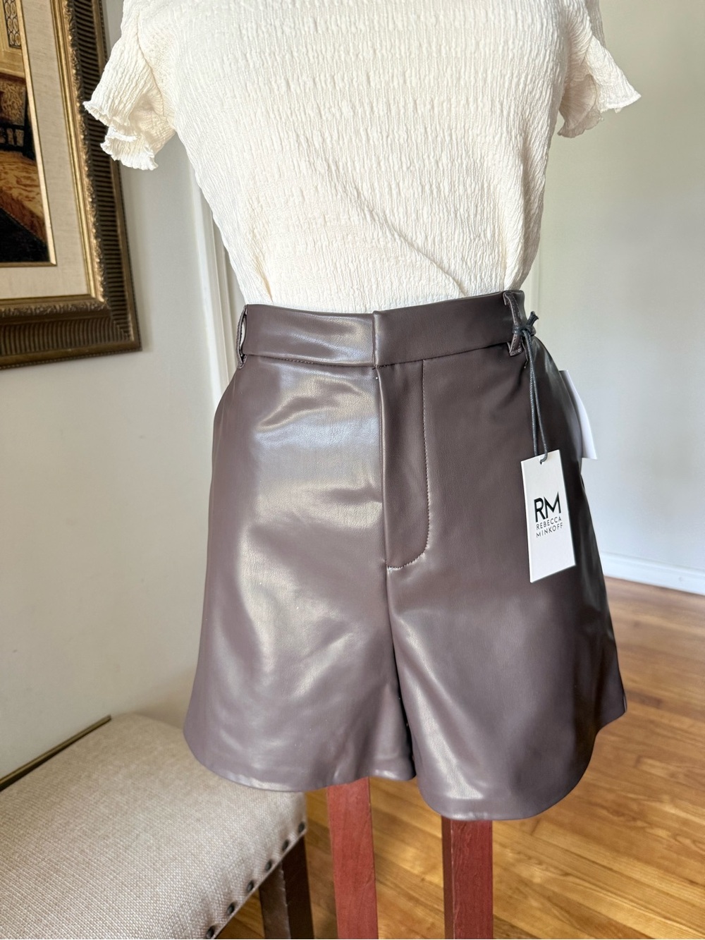 Rebecca Minkoff Brown Faux Leather Bermuda Shorts